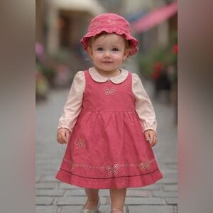 Little Bitty Girls Pink 2T Dress 3 Piece Set